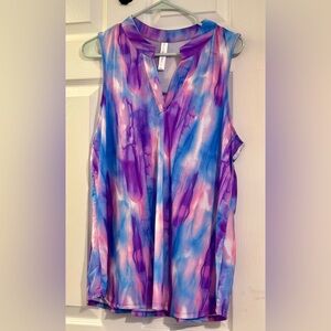 Dear Scarlett Purple and Blue Tie-Dye Sleeveless Top